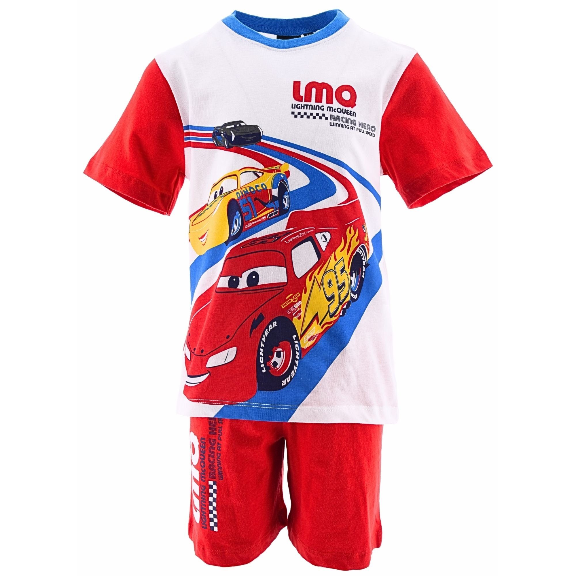 Pyjama (2 Lightning Gr. 98-128 McQueen Schlafanzug Set Jungen kurz Disney Cars cm Rot tlg)
