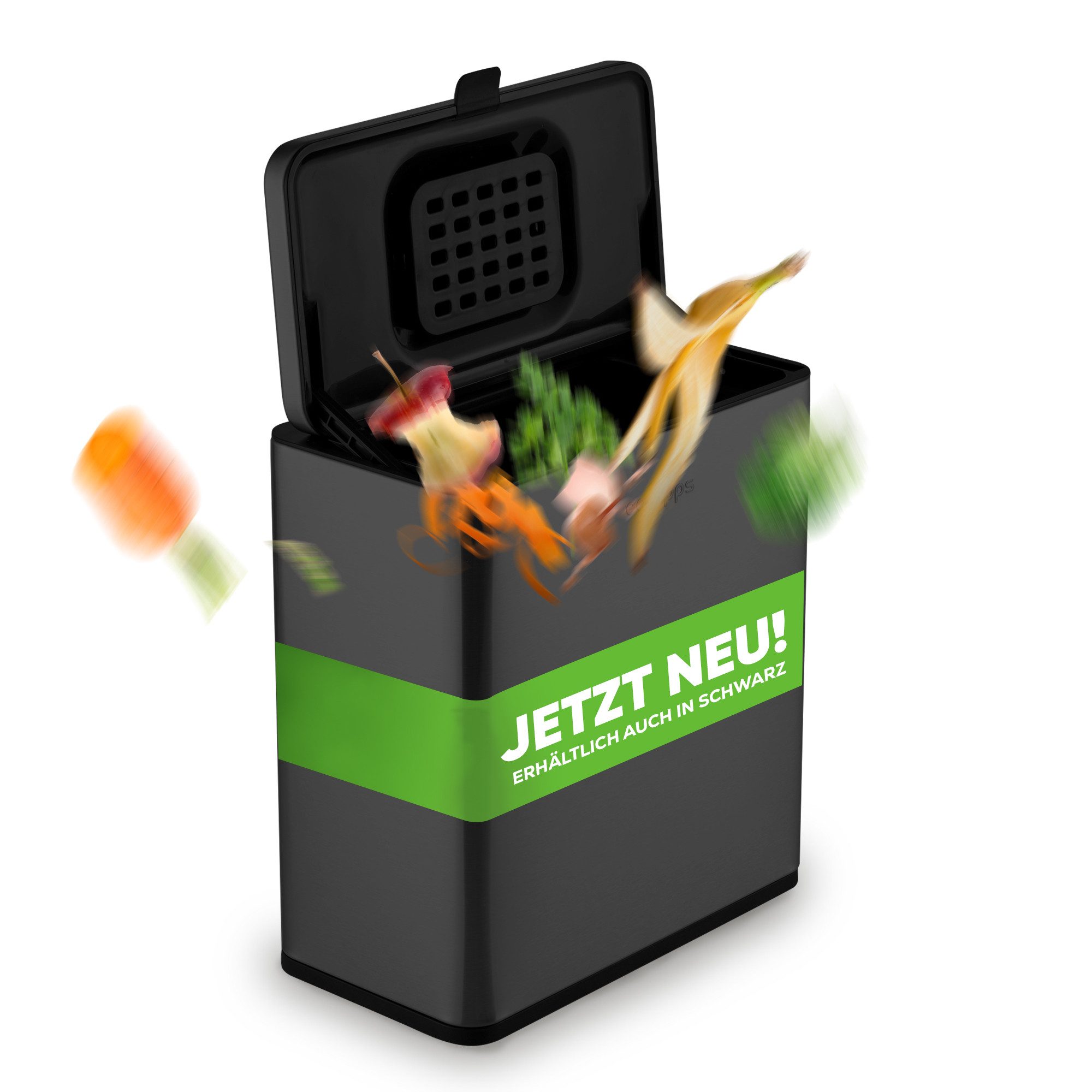 equipps Biomülleimer Biomülleimer mit Geruchsfilter 6L, Komposteimer Küche für Biomüll, mit Aktivkohlefilter, Schwingdeckel