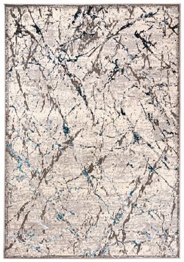 Designteppich Modern Teppich für Wohnzimmer - Abstrakt Muster, Beige Blau Grau, Mazovia, 80 x 150 cm, Abstrakt, Modern, Höhe 8 mm, Kurzflor - niedrige Florhöhe