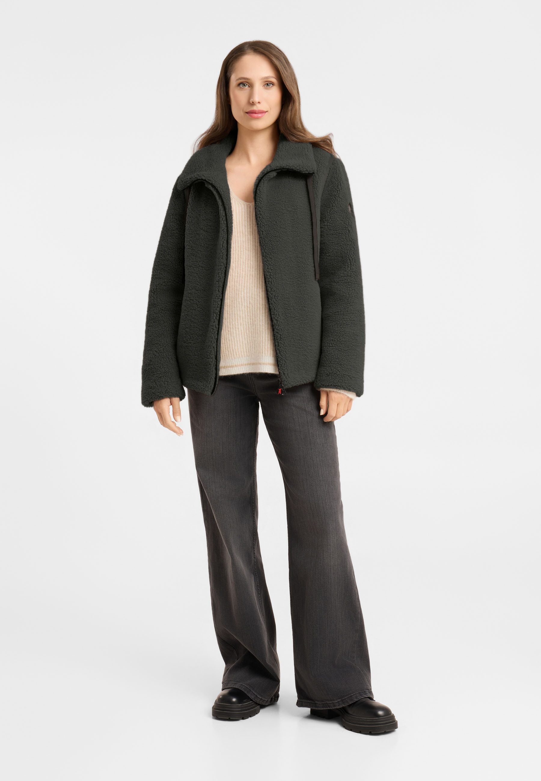 Frieda & Freddies Winterjacke Frieda & Freddies Teddyjacke mit Nylon-Details