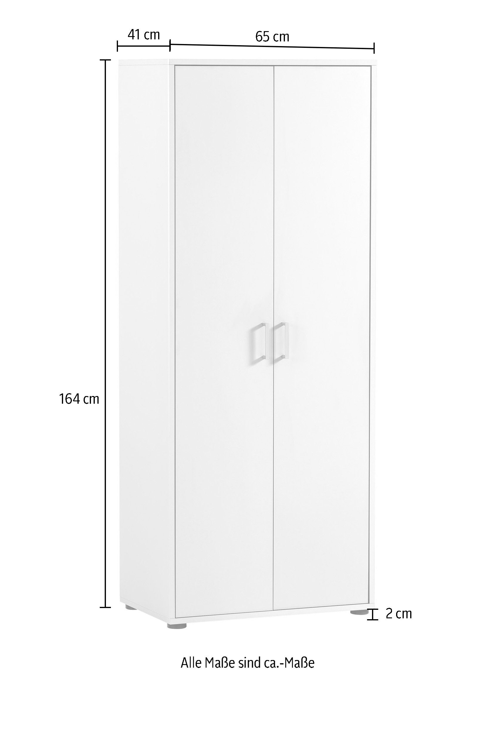 65x163 mit Soft-Close-Funktion cm, weiß Schildmeyer Türen Stauraumschrank, weiß | Aktenschrank Baku