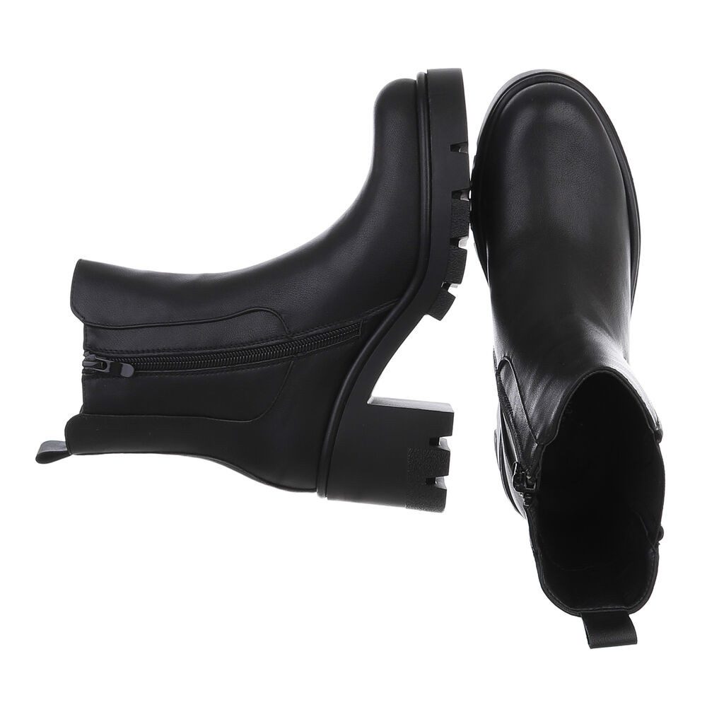 Ital-Design Trendige Chelsea-Boots mit Blockabsatz für Damen Plateaustiefelette (90649128) Blockabsatz Stiefeletten in Schwarz