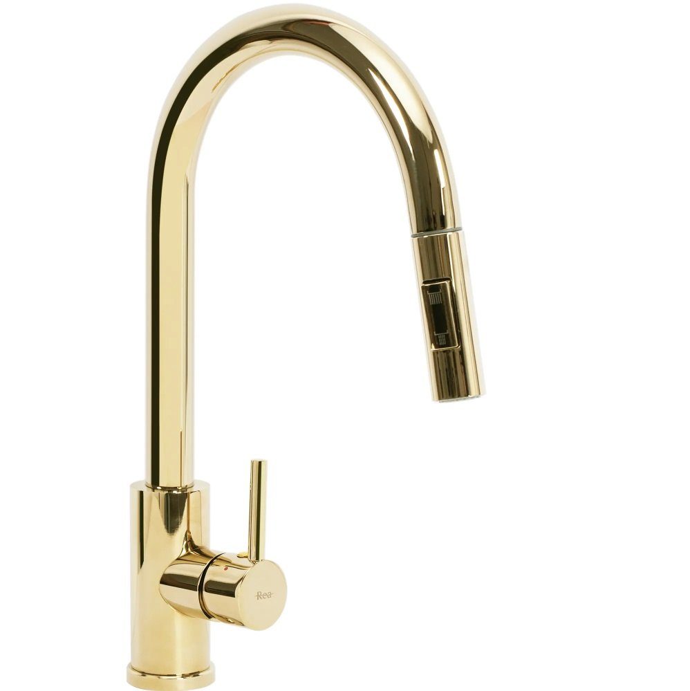 wohnwerk.idee Küchenarmatur ausziehbar Wasserhahn Küche Gold Matt Gebürstet Kupfer Schwarz Chrom