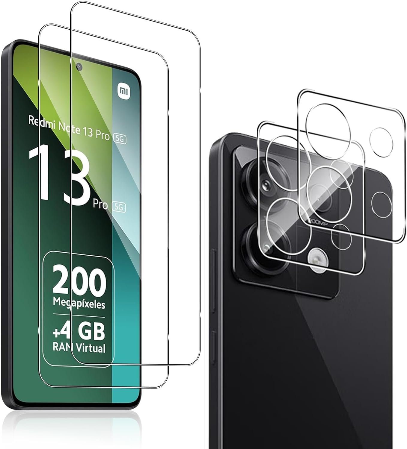 Displayschutzglas 2X Schutzglas (Display + Kamera) für Xiaomi Redmi Note 13 Pro 5G