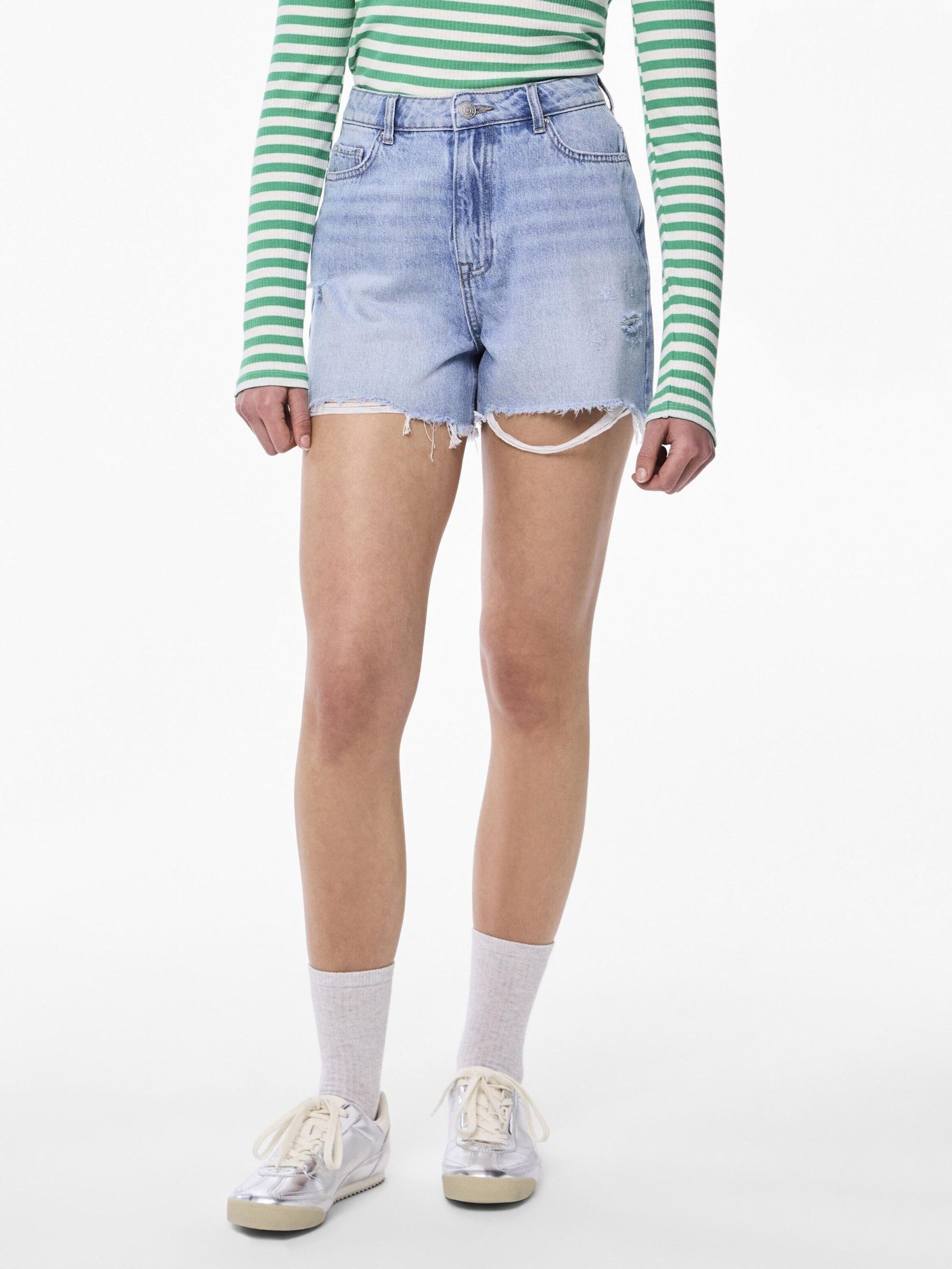 pieces Jeansshorts PCSummer (1-tlg) Fransen