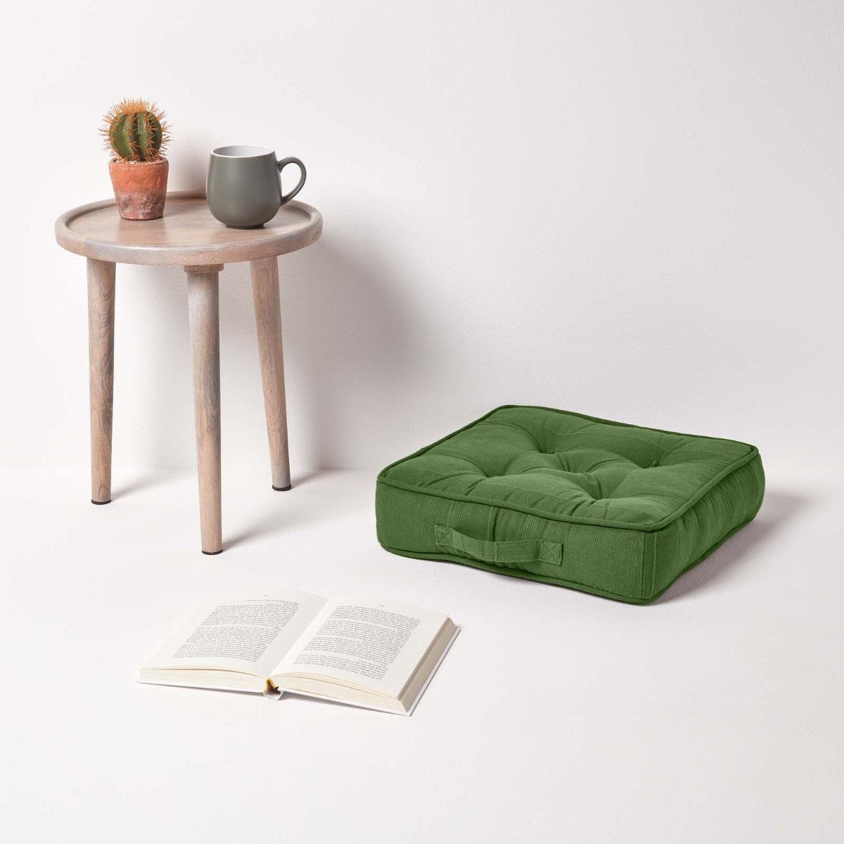 Homescapes Bodenkissen Rajput Bodenkissen aus Baumwolle, 40 x 40 x 8 cm, ol günstig online kaufen