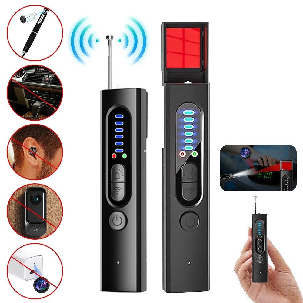 PRIISF Leitungsortungsgerät KAMERA AUFSPÜRGERÄT WANZEN FINDER DETEKTOR RF BUG-GSM GPS 1MHz-6500MHz, Versteckte Kameradetektoren Anti-Spionage-Detektor Käferdetektor, GPS RF-Signal-Detektor Abhörgerätedetektor 5 Stufen Empfindlichkeit, für Sicherheit zu Hause, im Büro, Hotel und auf Reisen