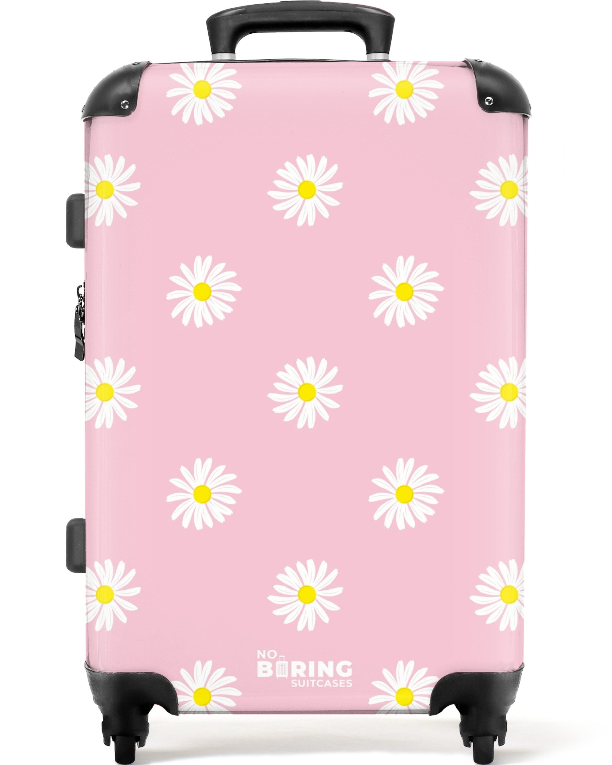 NoBoringSuitcases.com© Hartschalen-Trolley Pastellrosa mit Gänseblümchen 67 günstig online kaufen