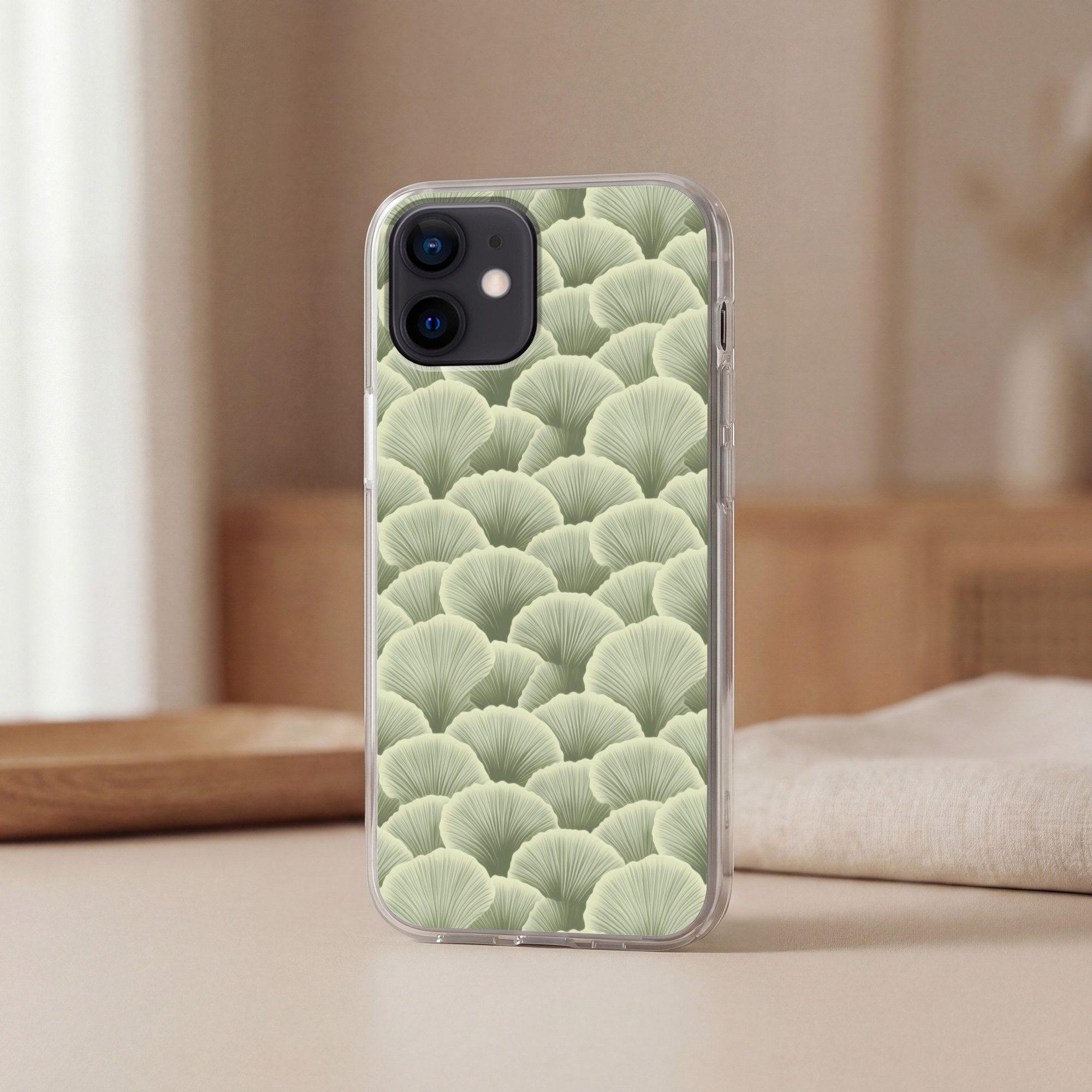 MuchoWow Handyhülle für Apple iPhone 12 Pro Fächer - Blatt - Grün, Smartphone-Bumper, Print, Handy Schutzhülle Dünn