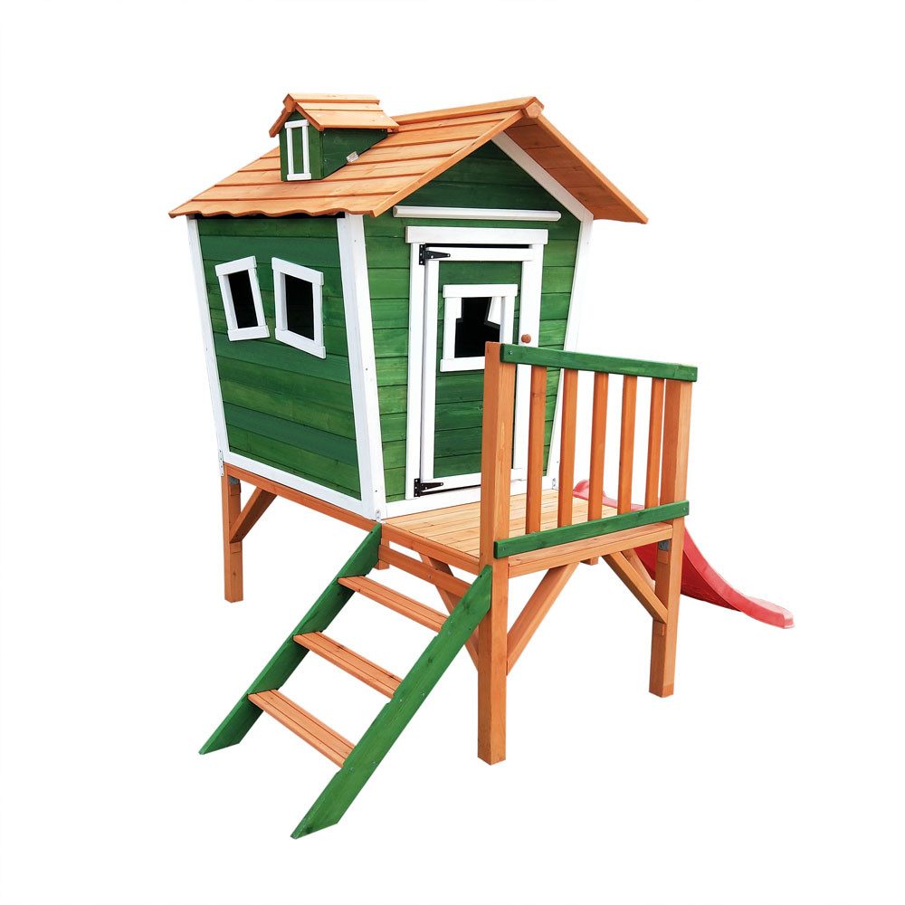 HOME DELUXE Spielhaus PINO auf Stelzen inkl. Rutsche - 242 x 171 x 193 cm, Gefertigt aus hochwertigem Tannenholz, Baumhaus