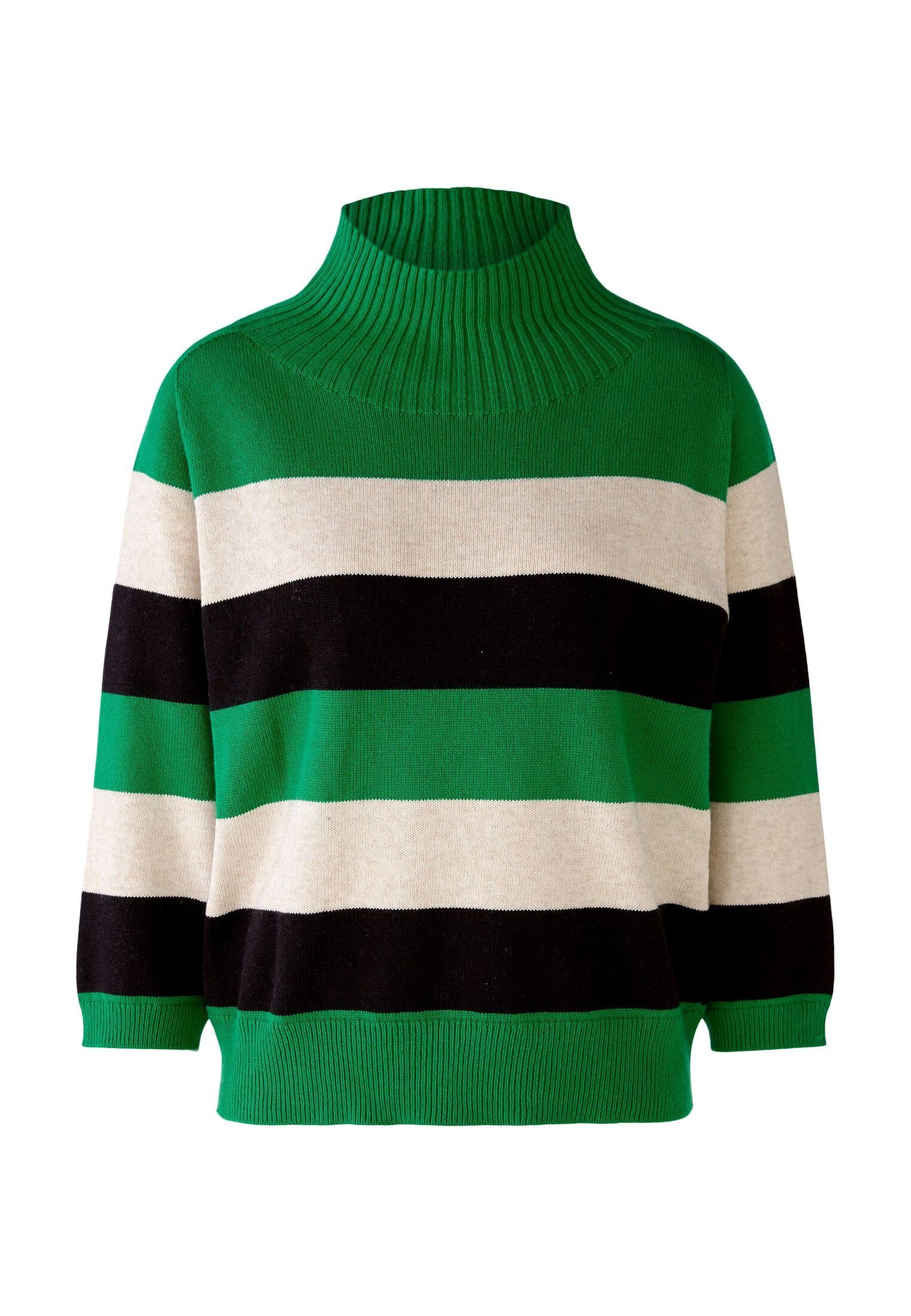 Oui Strickpullover Pullover mit Baumwoll- und Viskoseanteil green grey