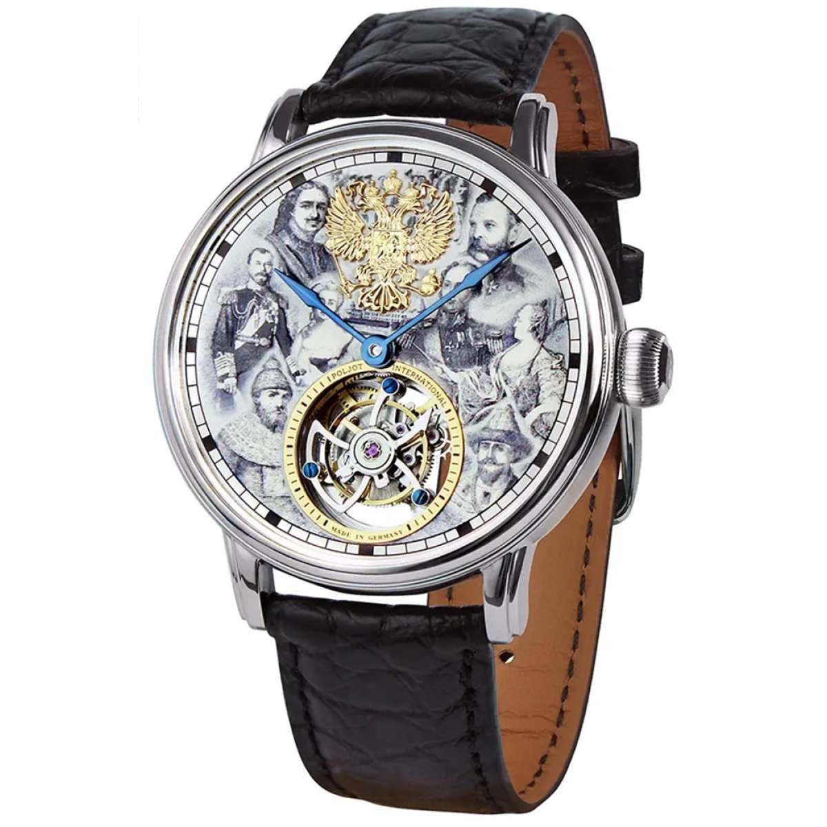 Poljot International Automatikuhr 3400.T-DYN-1, Herrenuhr Tourbillon Dynasty Schwarz