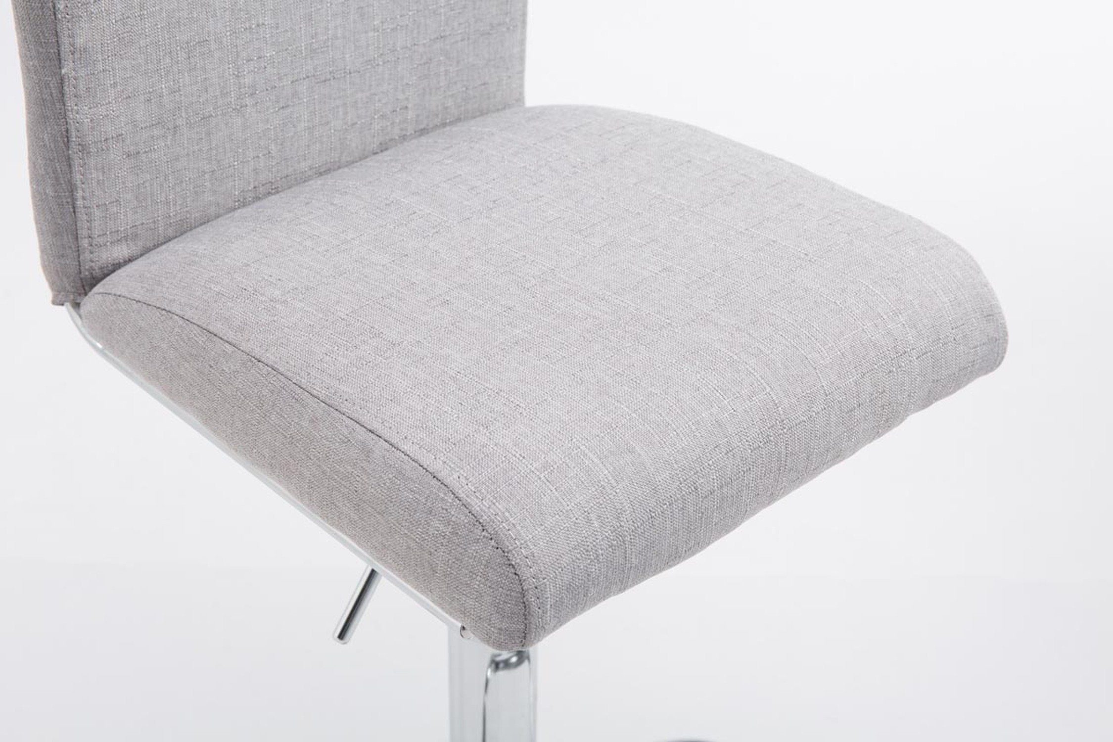 Stahl drehbar Sitzfläche: Barhocker 360° höhenverstellbar & TPFLiving Stoff Kölle Rückenlehne Hocker Hellgrau - - Theke (mit für - Küche), chromfarbener -
