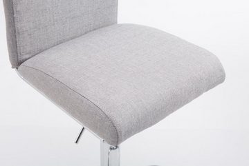 TPFLiving Barhocker Kölle (mit Rückenlehne - höhenverstellbar - Hocker für Theke & Küche), 360° drehbar - chromfarbener Stahl - Sitzfläche: Stoff Hellgrau