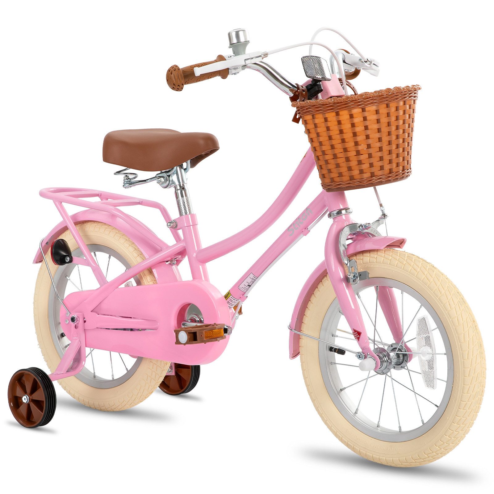 JOYSTAR Kinderfahrrad 12 14 16 18 Zoll fahrrad für 2-9 Jahre alte Mädchen & Jungen, mit Kotflügel, Stützrädern, Korb, Gepäckträger, Kettenabdeckung