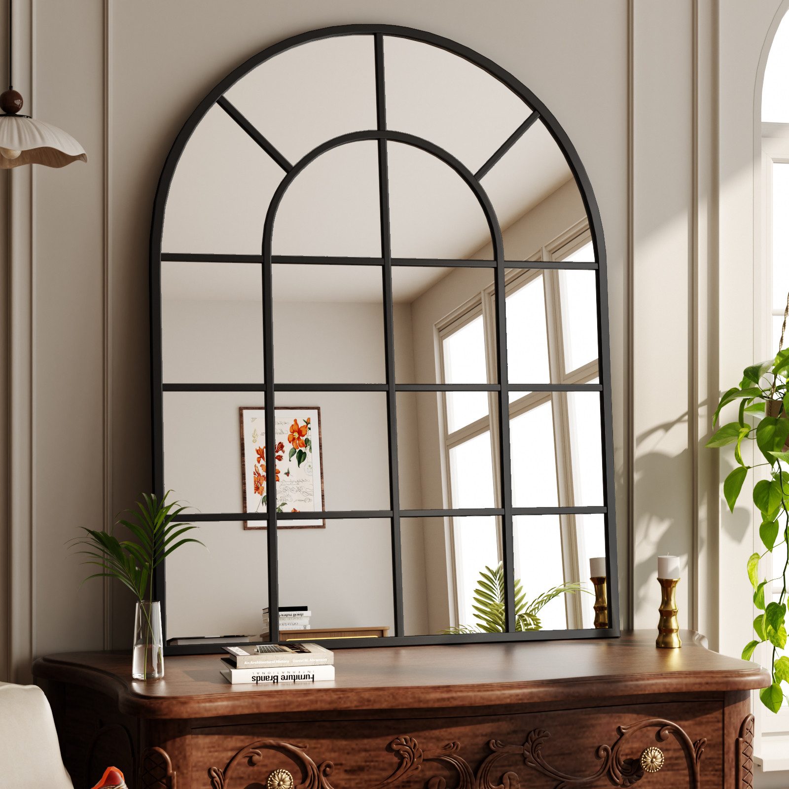 BEAUTYPEAK Dekospiegel Dekorativer gewölbter Wandspiegel mit Fensterpaneel günstig online kaufen