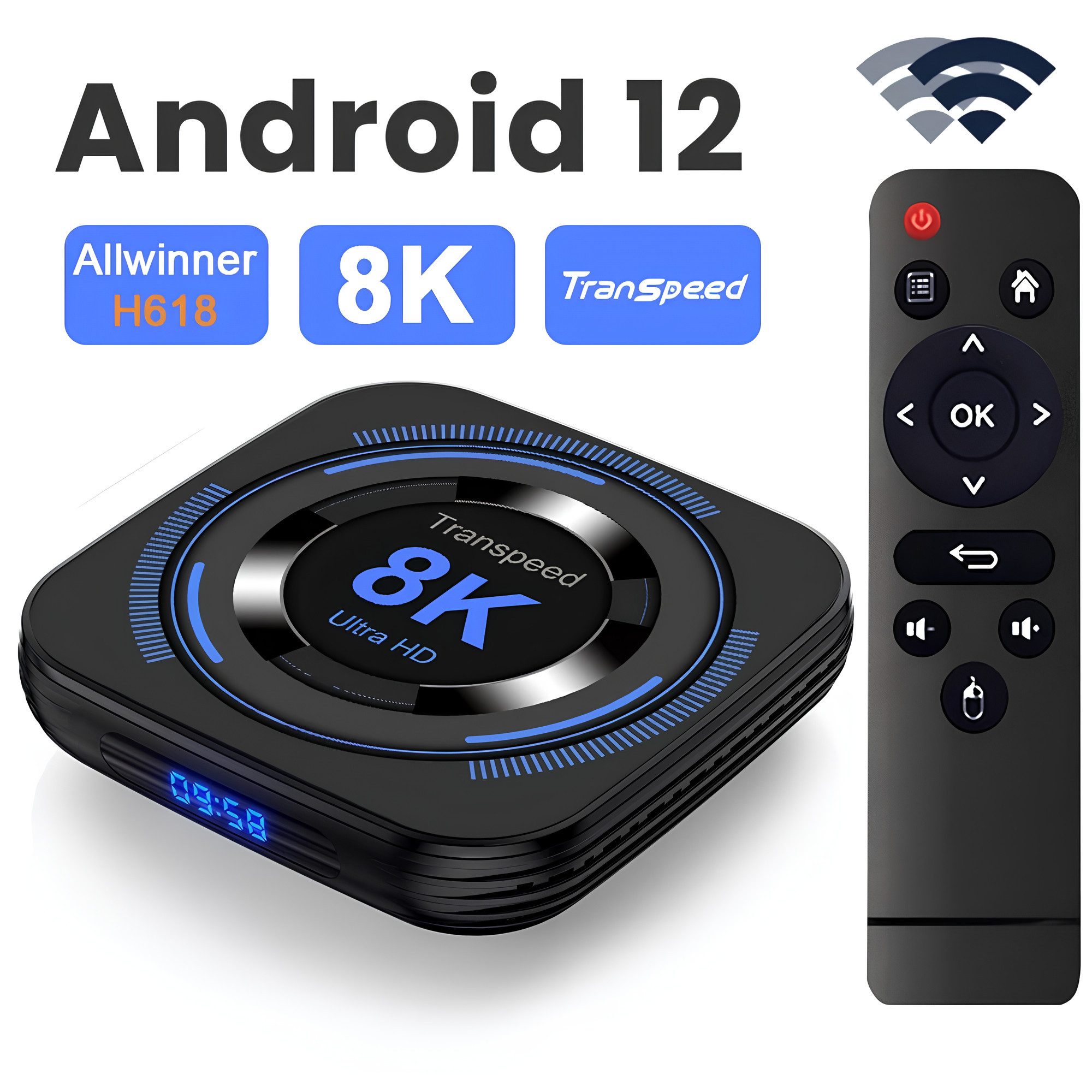 Athlix Streaming-Box Streaming-Box Android 12 8K TV Box Streaming Box H618 Dual Wifi, Netflix, Disney+, Prime Video, Apple TV+, Youtube, Paramount+ uvm