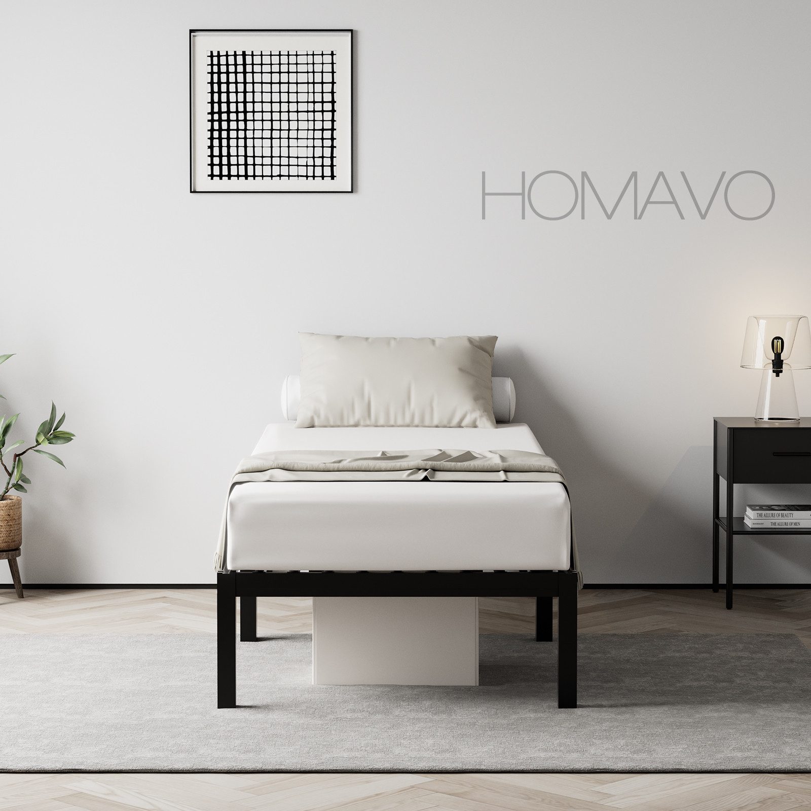 HOMAVO Bettgestell modernes Bettgestell schraubenloses Metallgestell Tragfä günstig online kaufen