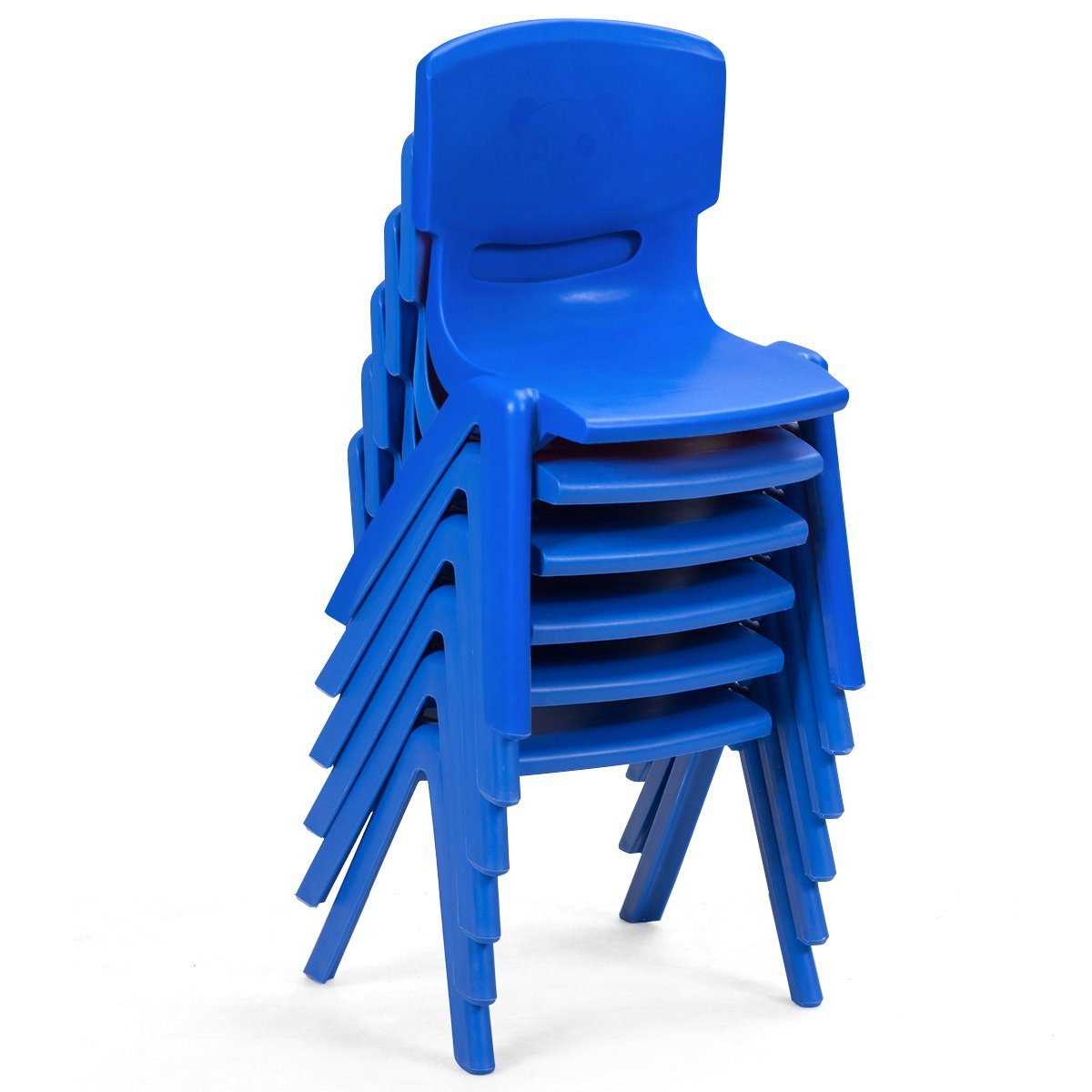 COSTWAY Kinderstuhl, 80kg Set, mit blau Rückenlehne, stapelbar, 6er