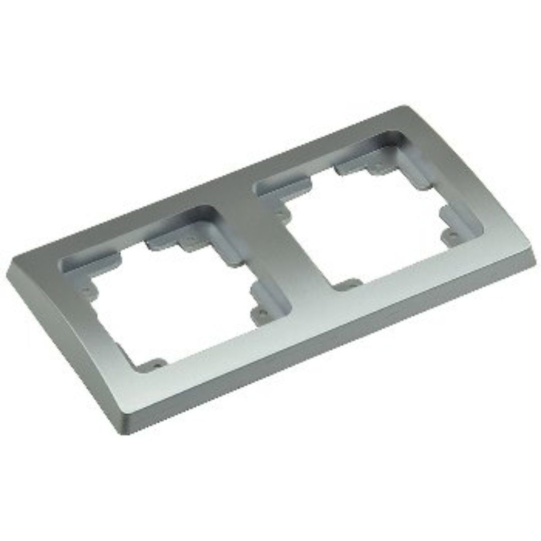 ChiliTec Schalter Delphi Rahmen Wandabdeckung Silber Doppel Rahmen 2-fach Grau