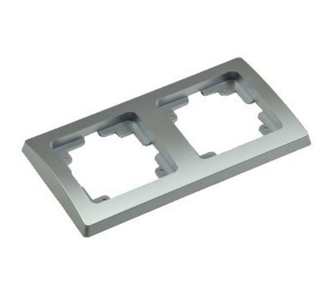 Thumbnail - ChiliTec Schalter Delphi 2-fach Rahmen Doppel Rahmen Wandabdeckung Silber Grau
