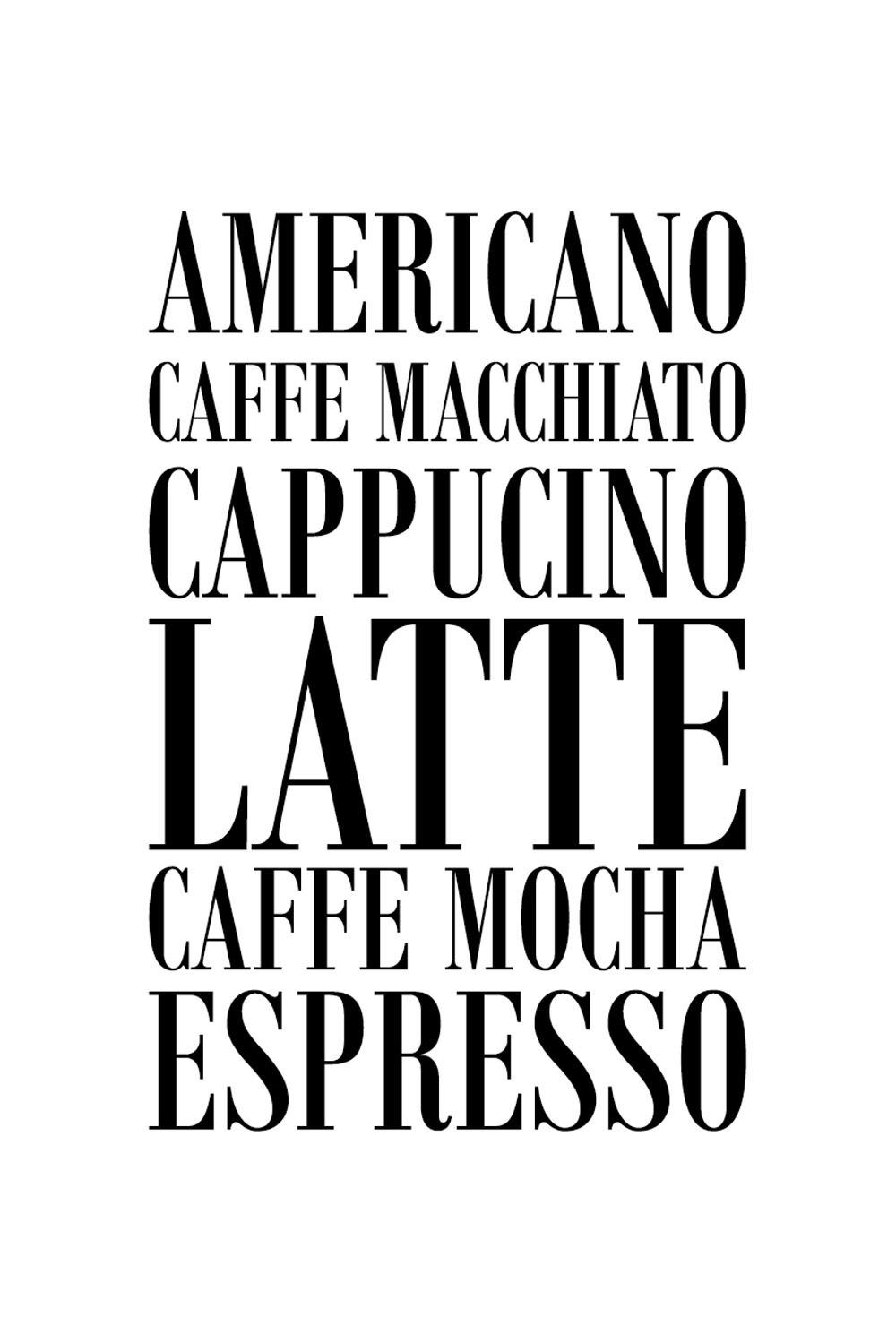 queence Wanddekoobjekt Kaffee, Cappucino, Expresso ..., Stahlschild, Blechschild, Spruch, Witzig, Wanddeko, retro, 20x30cm