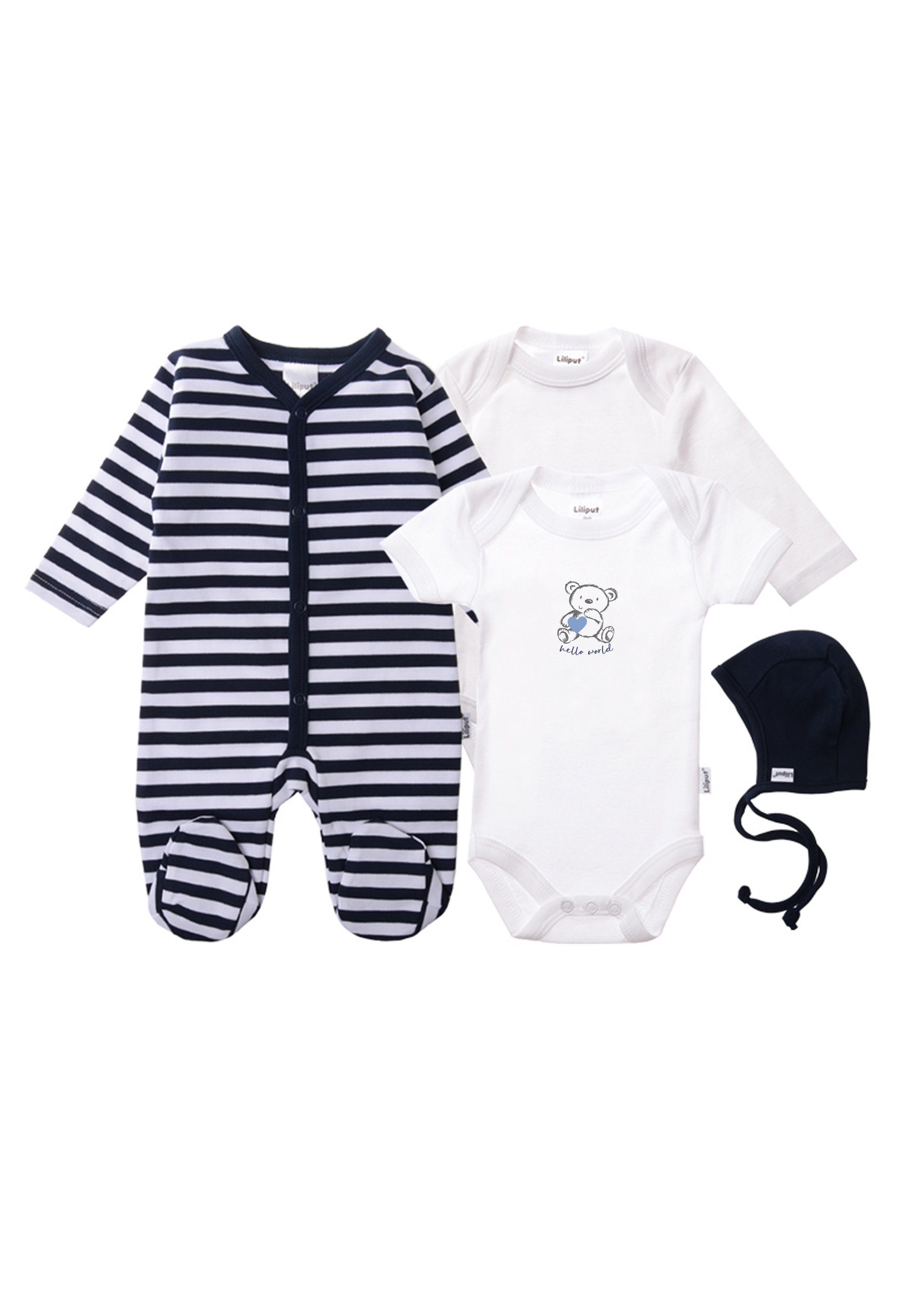 Liliput Erstausstattungspaket Hello World 4er-Pack aus weichem Baumwoll-Material