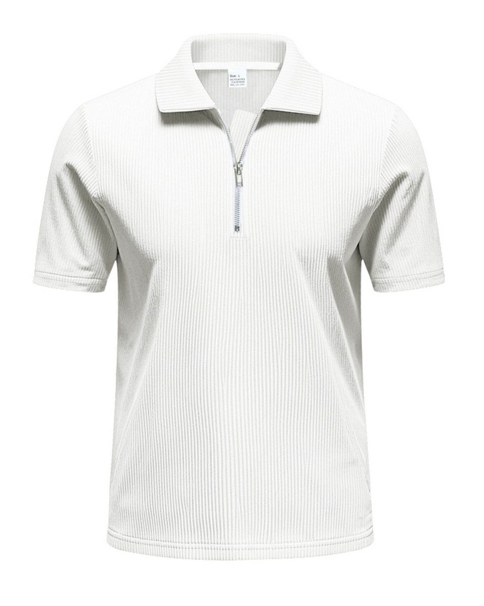 Allthemen Poloshirt mit Cord-Struktur Halbzip Kurzarmshirt günstig online kaufen
