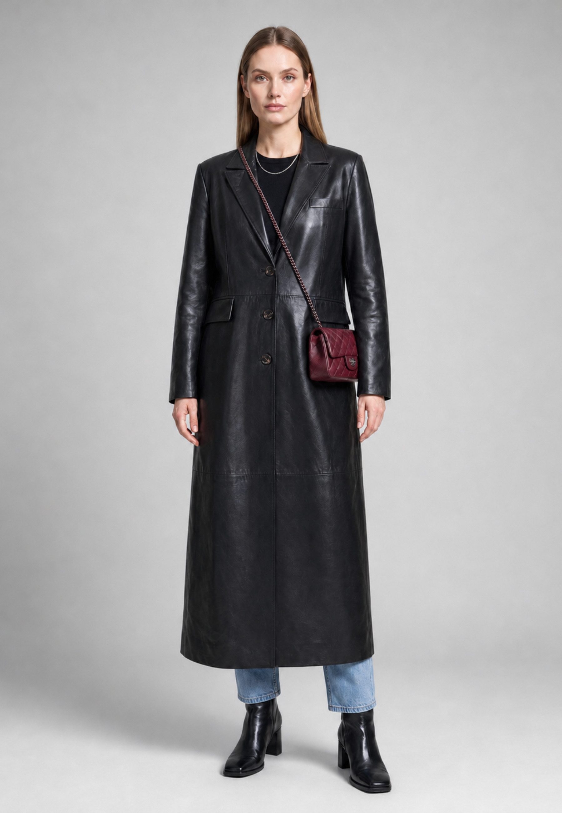RICANO Ledermantel Glossy hochwertiges Lamm Nappa Leder oder edles Velour Leder