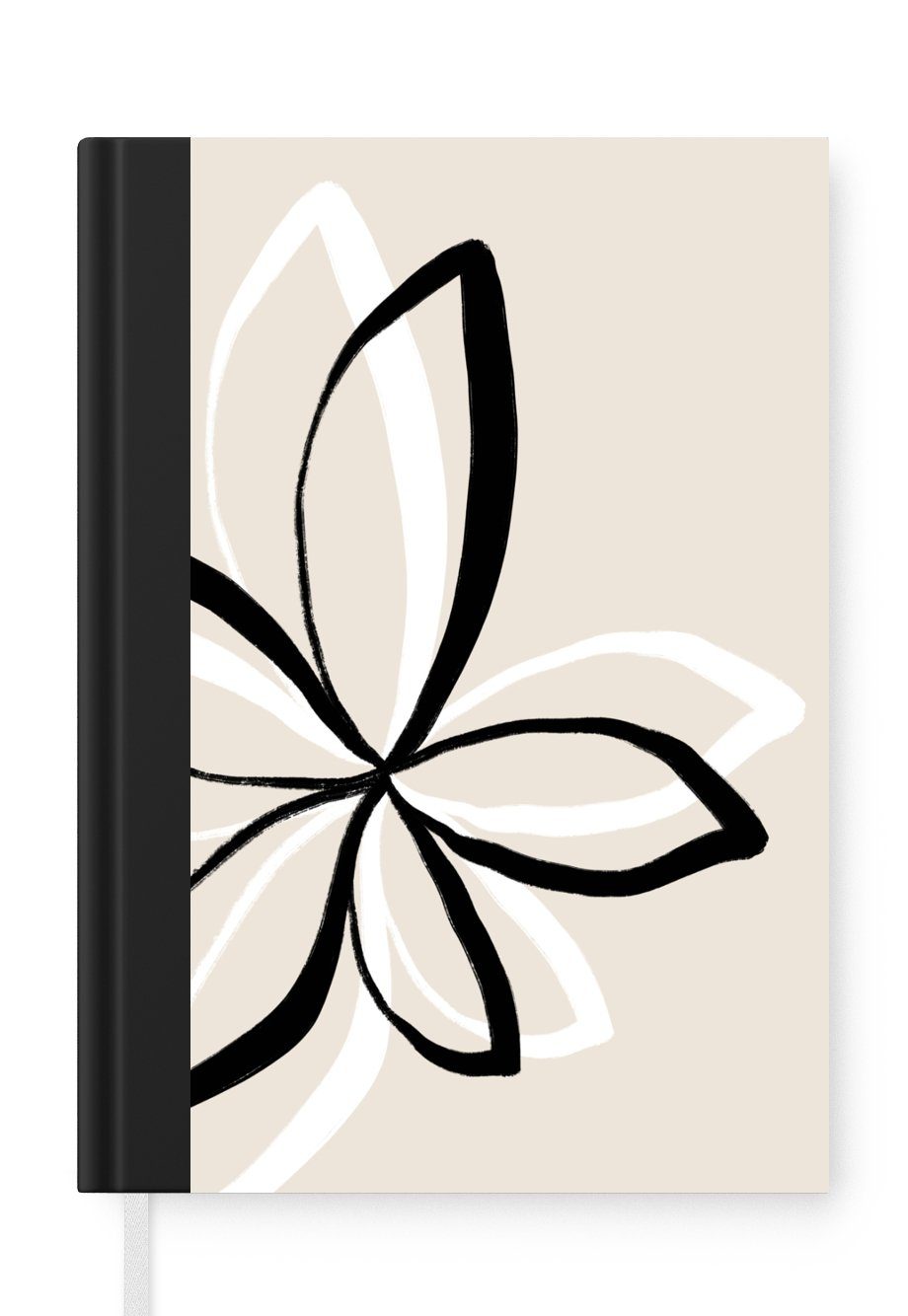 MuchoWow Notizbuch Blumen - Abstrakt - Minimalismus, Journal, Merkzettel, Tagebuch, Notizheft, A5, 98 Seiten, Haushaltsbuch