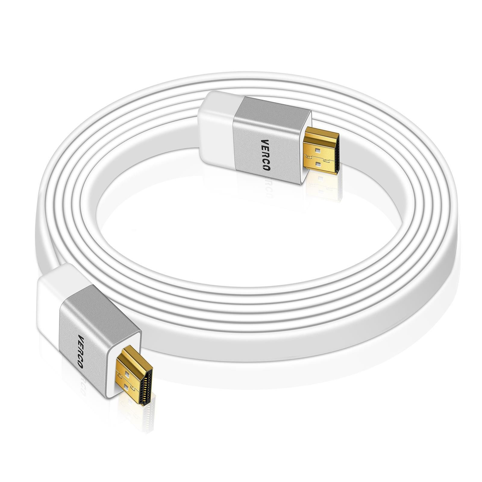 VERCO Full HD 4K UHD flaches 2.0 HDMI-Kabel, HDMI Typ A, (750 cm), ARC 3D Cec High Speed Ethernet Stecker sind vergoldet