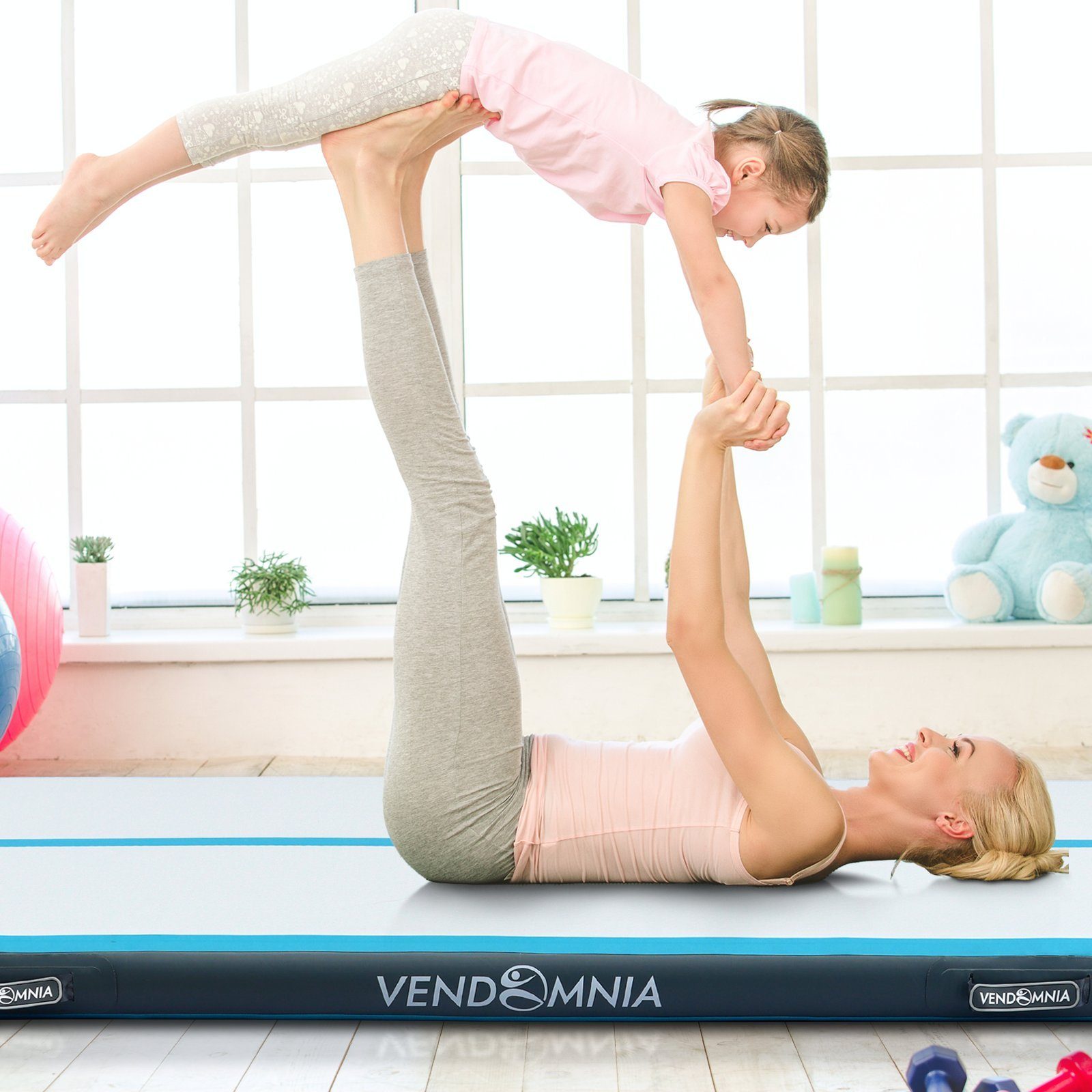 VENDOMNIA Gymnastikmatte AIRTRACK - Fitness Sport 1/2/3/4/5/6/7/8m Farbwahl (elektrische Luftpumpe aufblasbar PVC Dicke:10/20cm), Tumbling Tracking Gymnastik Yoga Air Track Matte