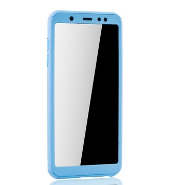 König Design Handyhülle Samsung Galaxy A6 Plus (2018), Samsung Galaxy A6 Plus (2018) Handyhülle 360 Grad Schutz Full Cover Blau