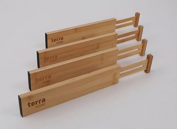 Terra Home Schubladeneinsatz Schubladentrenner groß Ordnungssystem Bambus 4er Pack Groß (4 er Set), bis 56 cm