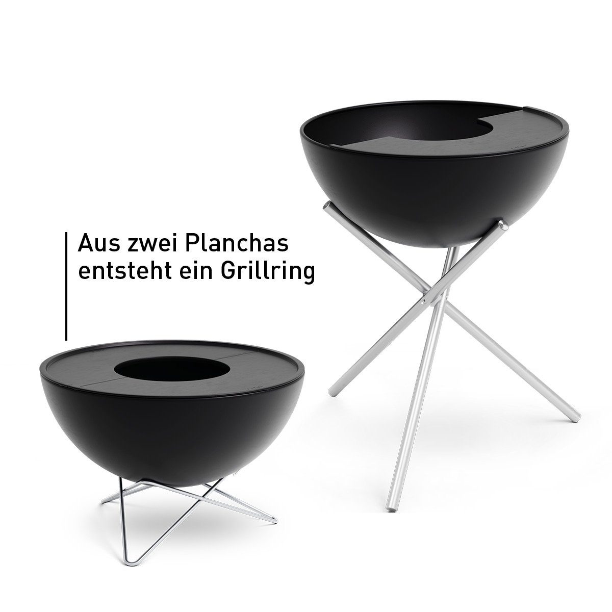 höfats Feuerschale BOWL 57, 70 Plancha, (Halbring, Feuerplatte, Grillring, Feuerring als Zubehör für alle BOWL Feuerschalen, emaillierte Grillplatte aus Gusseisen)