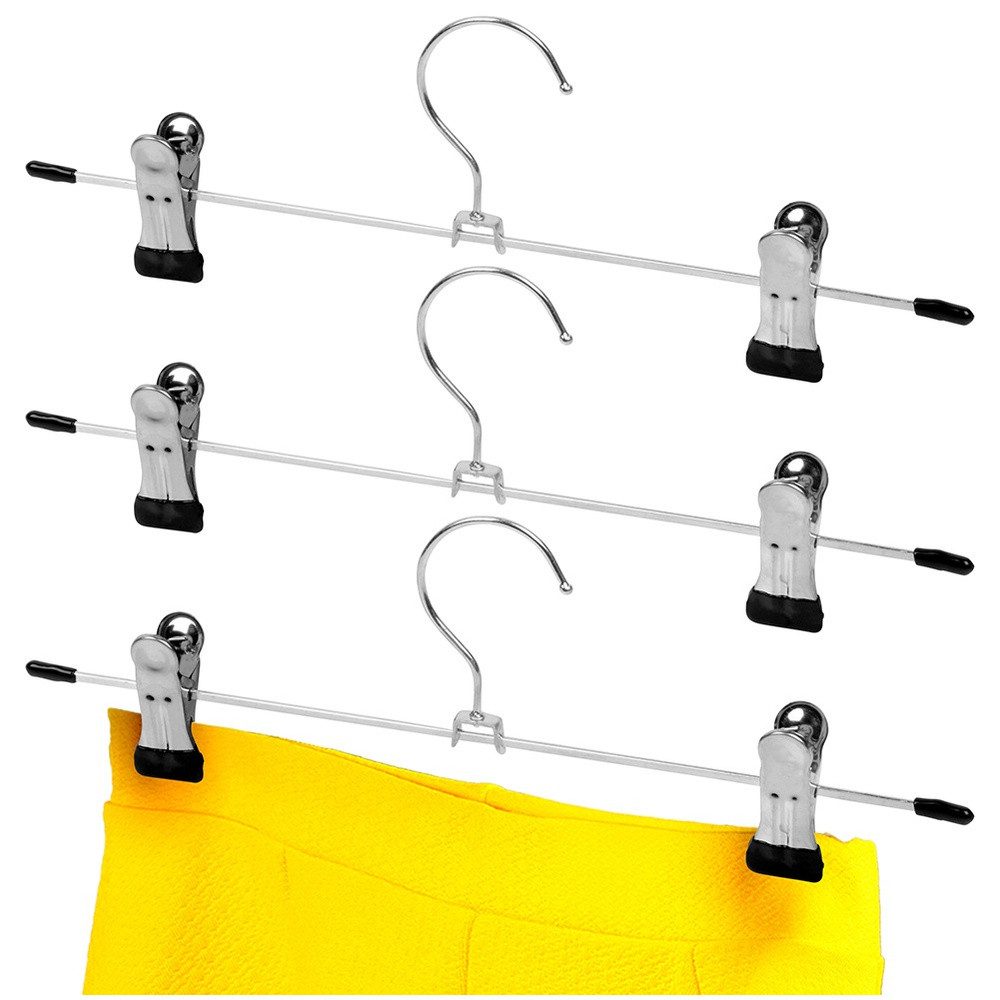 Storage solutions Kleiderbügel Hosenbügel aus silberfarbenem Metall mit verschiebbaren Clips, (3-tlg), mit Klipsen, platzsparend, verstellbar, 29,5 cm breit