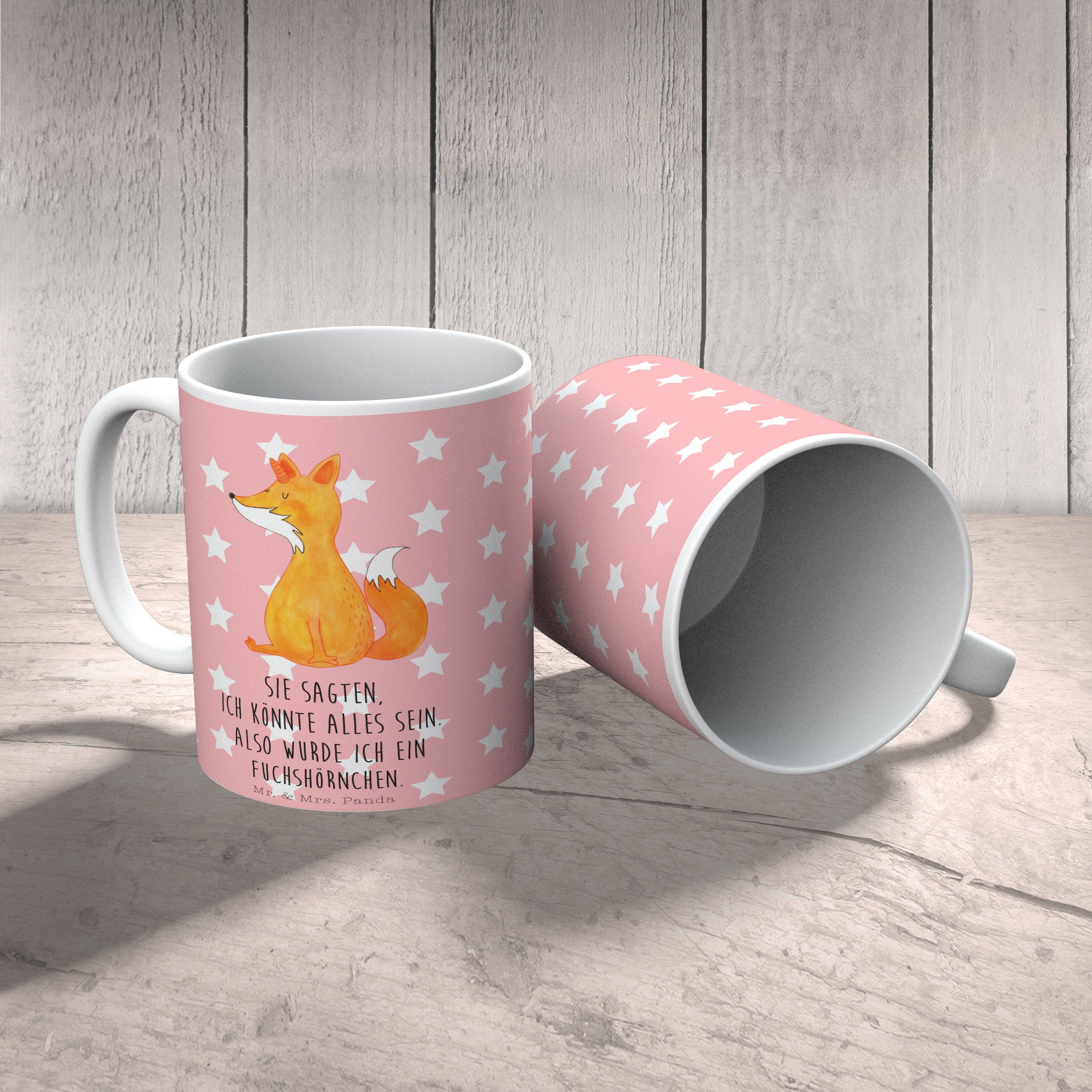 Fuchshörnchen Geschenk, Rot - Wunsch Panda & Mr. Mrs. Tasse, Pastell Fuchshorn, Büro Keramik Tasse -