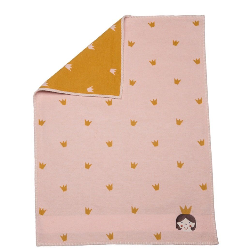 Babydecke Lena mit Stick 'Prinzessin' 75 x 100 cm Altrosa, DAVID FUSSENEGGER