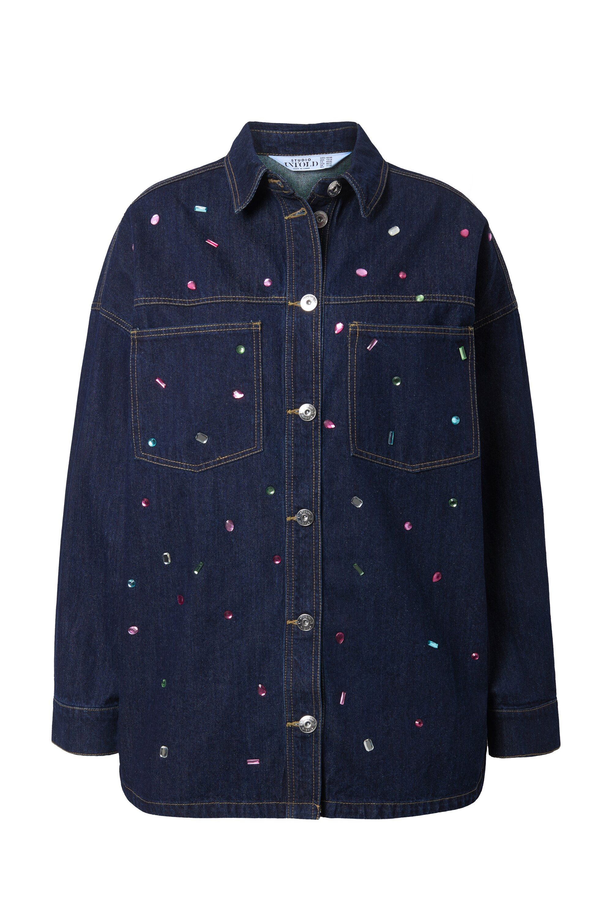Studio Untold Hemdbluse Jeanshemd Oversize Shape Glitzersteine günstig online kaufen
