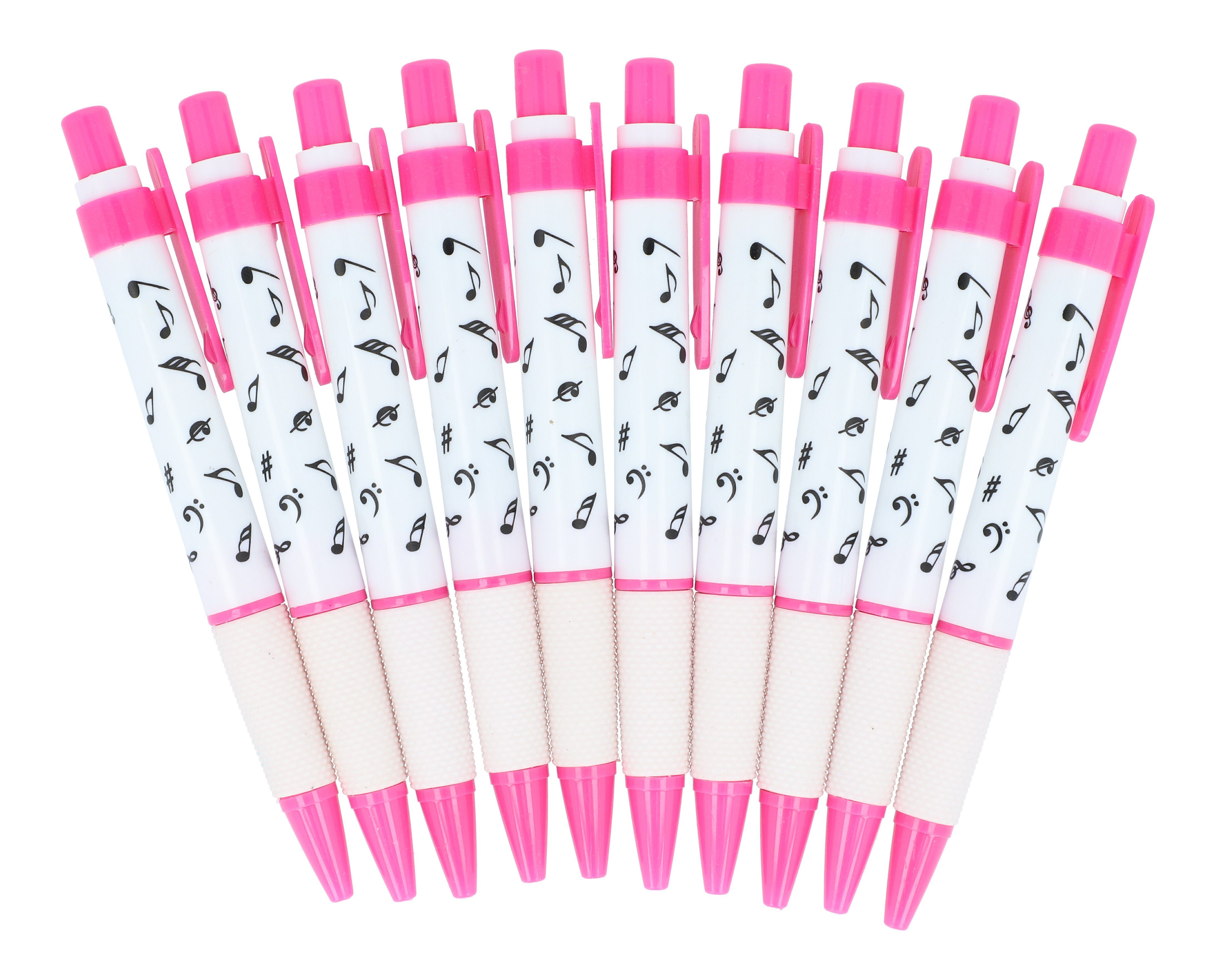 Musikboutique Kugelschreiber, mit Griffmulde, aus Kunststoff, Farbe pink, 10 Stück