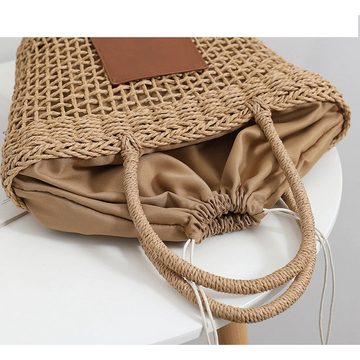AUKUU Strandtasche Strohtasche Strohtasche Retro Schulter tragbare hohl gewebte, Tasche Damen Urlaub am Meer Strandtasche