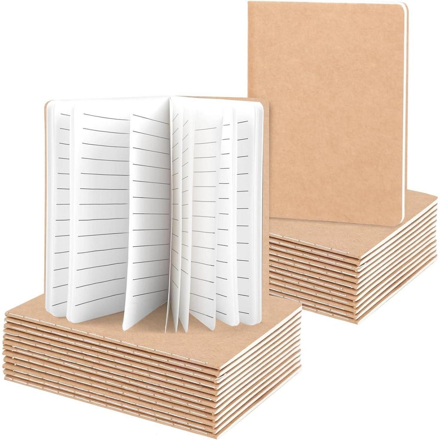 LuxusKollektion Notizblock Notizbuch 24er Set Liniert Klein Braun 8,9x12,7cm