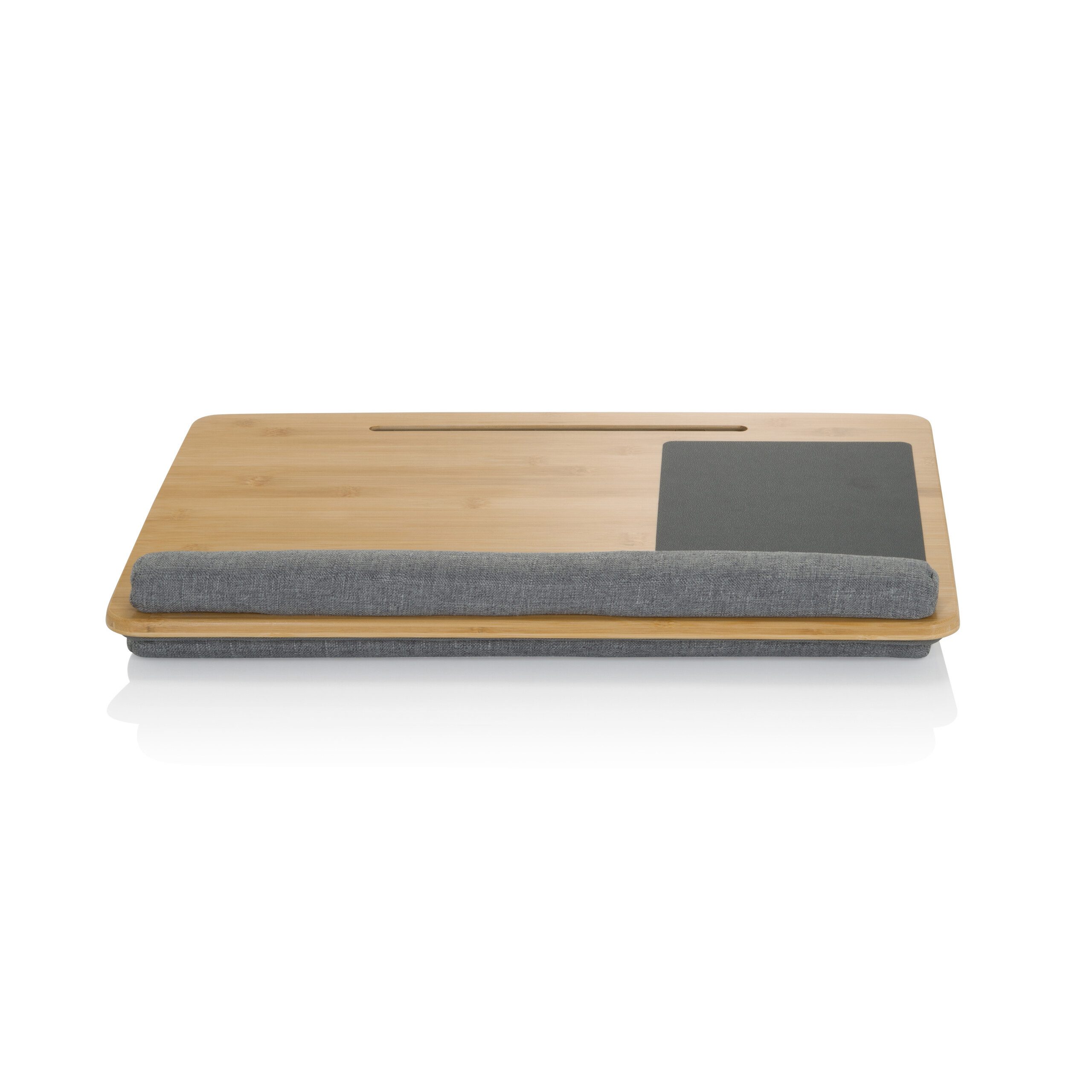 hjh OFFICE Laptop-Ständer Laptopunterlage Comfilap Bambus, Stoff, (bis 21 Zoll, mit Maus- und Handgelenkauflage, Bequeme Kissenbasis)