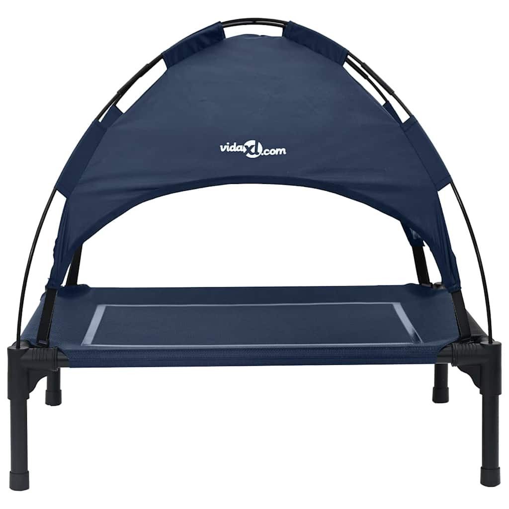 vidaXL Hundekorb 63 x 49,5 x 60 cm Erhöhtes Hundebett mit abnehmbarem Dach Marineblau S