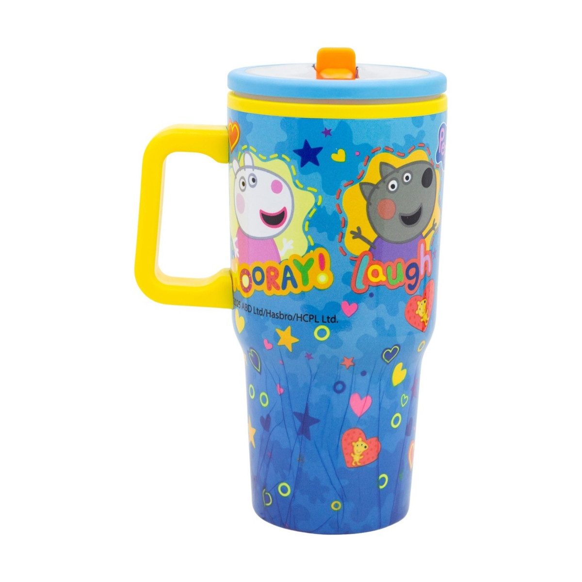 Peppa Pig Thermobecher 640 ml Edelstahl doppelwandiger Trinkbecher mit Trinkhalm, 1-tlg.