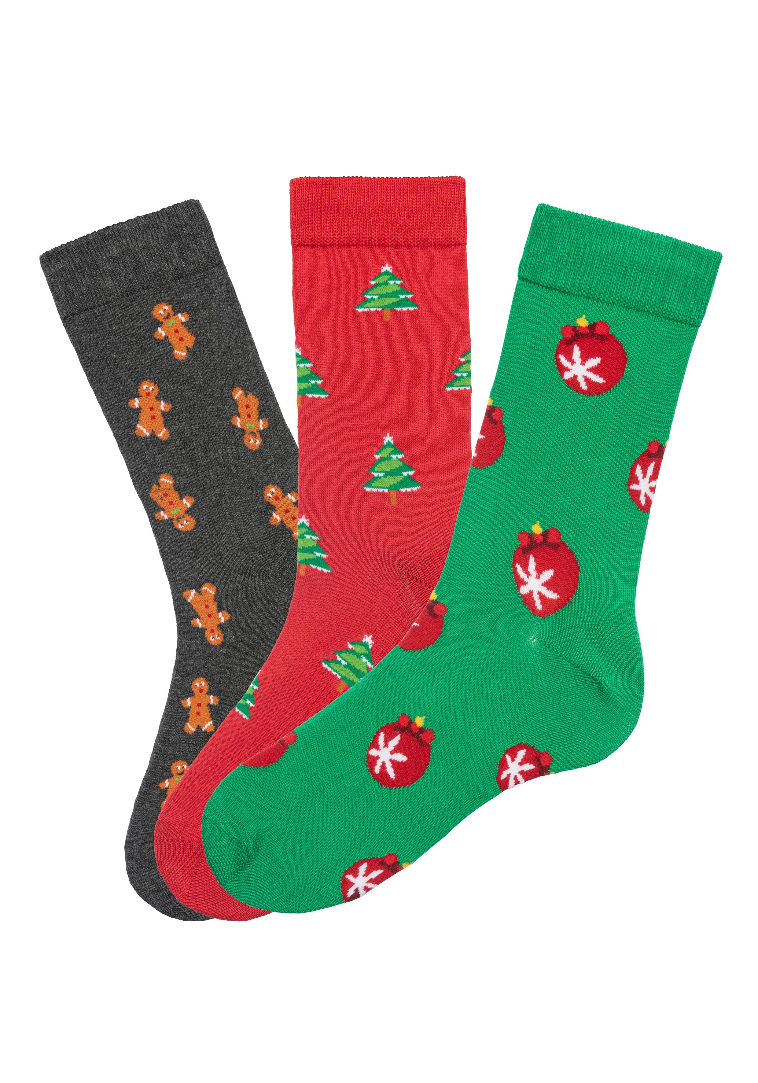 John Devin Socken (Packung, 3-Paar) mit unterschiedlichen Weihnachtsmotiven günstig online kaufen