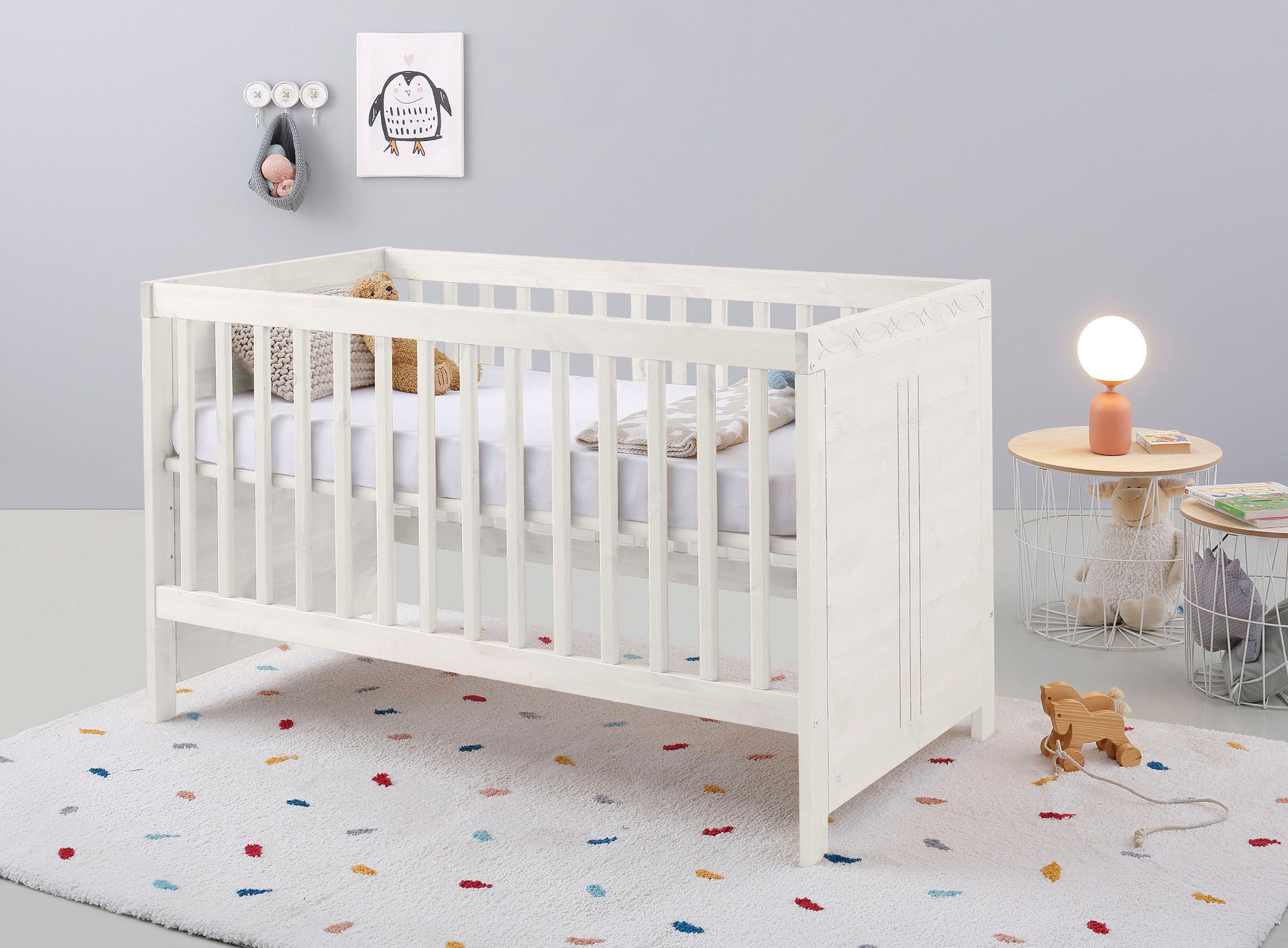 Lüttenhütt Babybett "Indra, Schlupfsprossen, 4-fach verstellbare Liegehöhe, günstig online kaufen