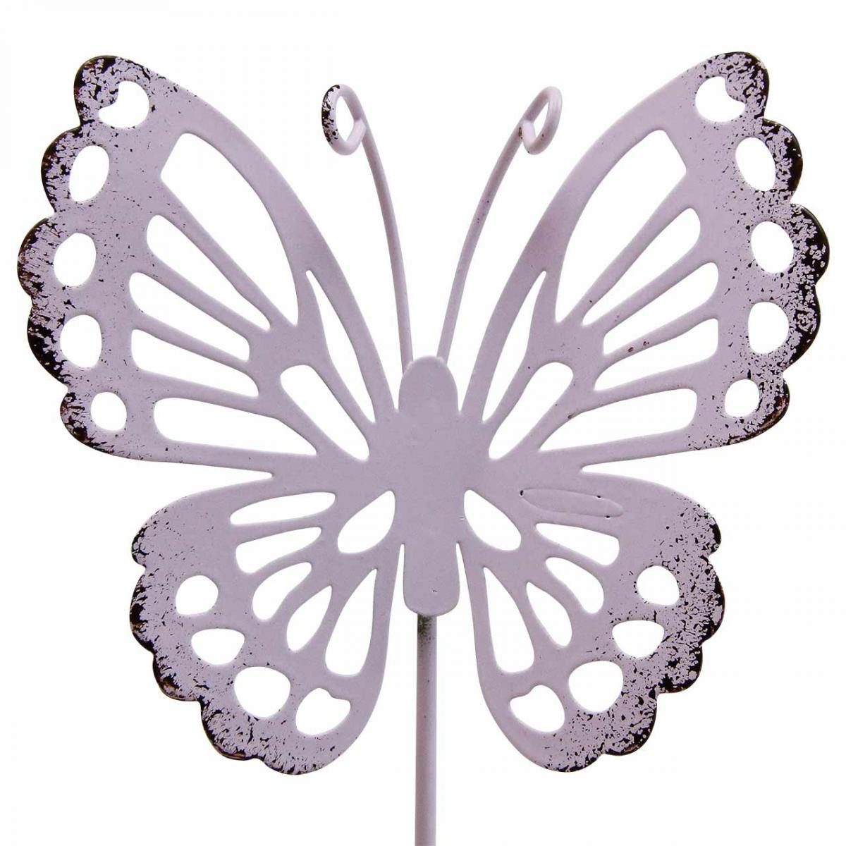 Florists Products Papierschmetterlinge Gartenstecker Schmetterling Metall Dreifarbig Deko Balkon, 6 Stück