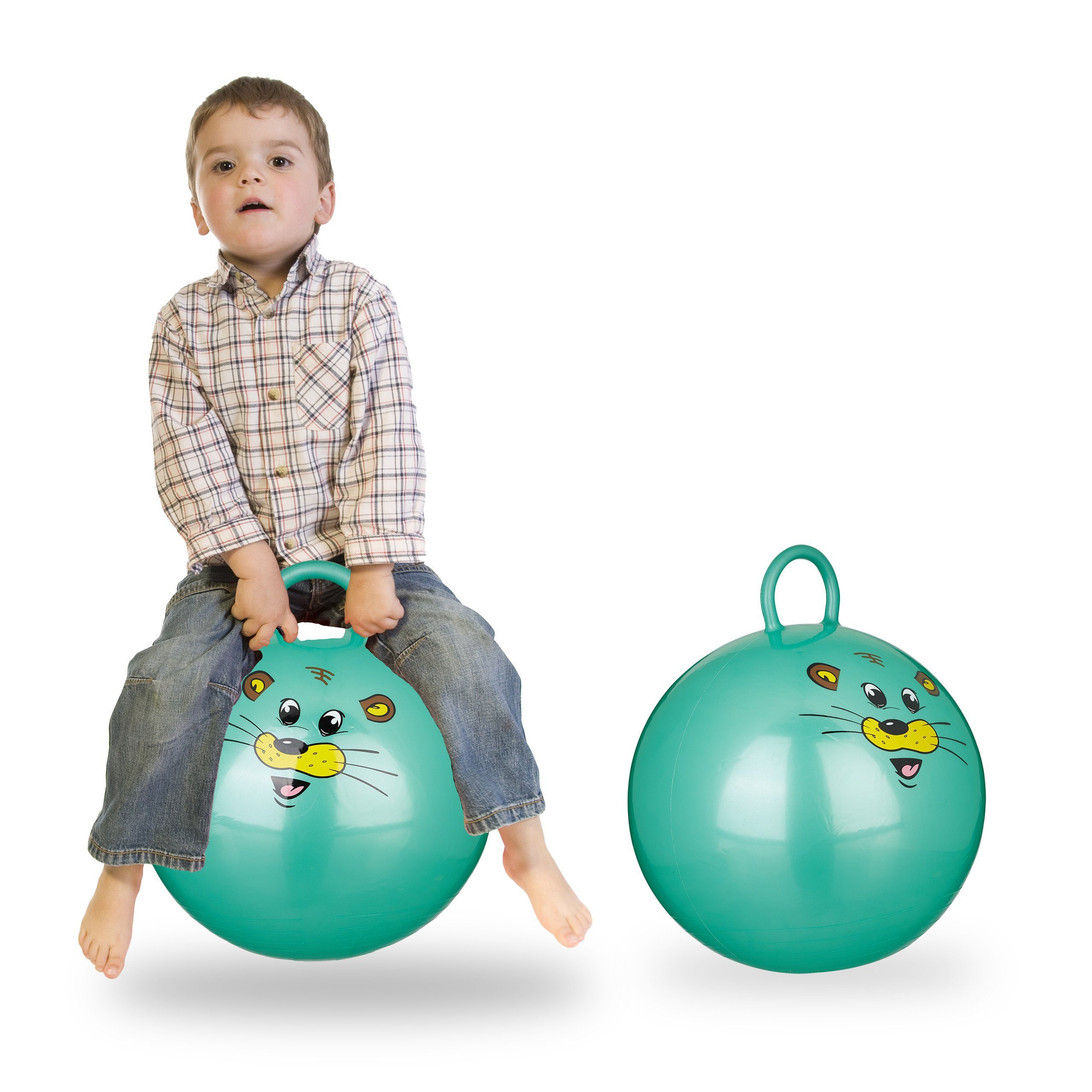 relaxdays Hüpfspielzeug 2 x Hüpfball Kinder grün