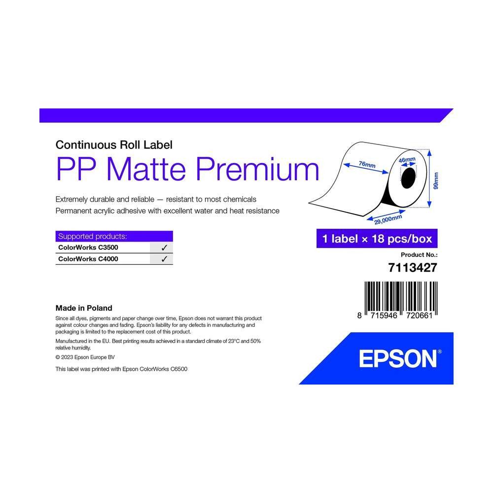 Epson Epson 7113427 Druckeretikett Weiß Selbstklebendes Druckeretikett Etikettendrucker